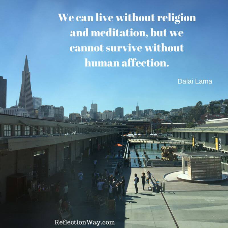 We can live without religion and meditation, but we cannot survive without human affection